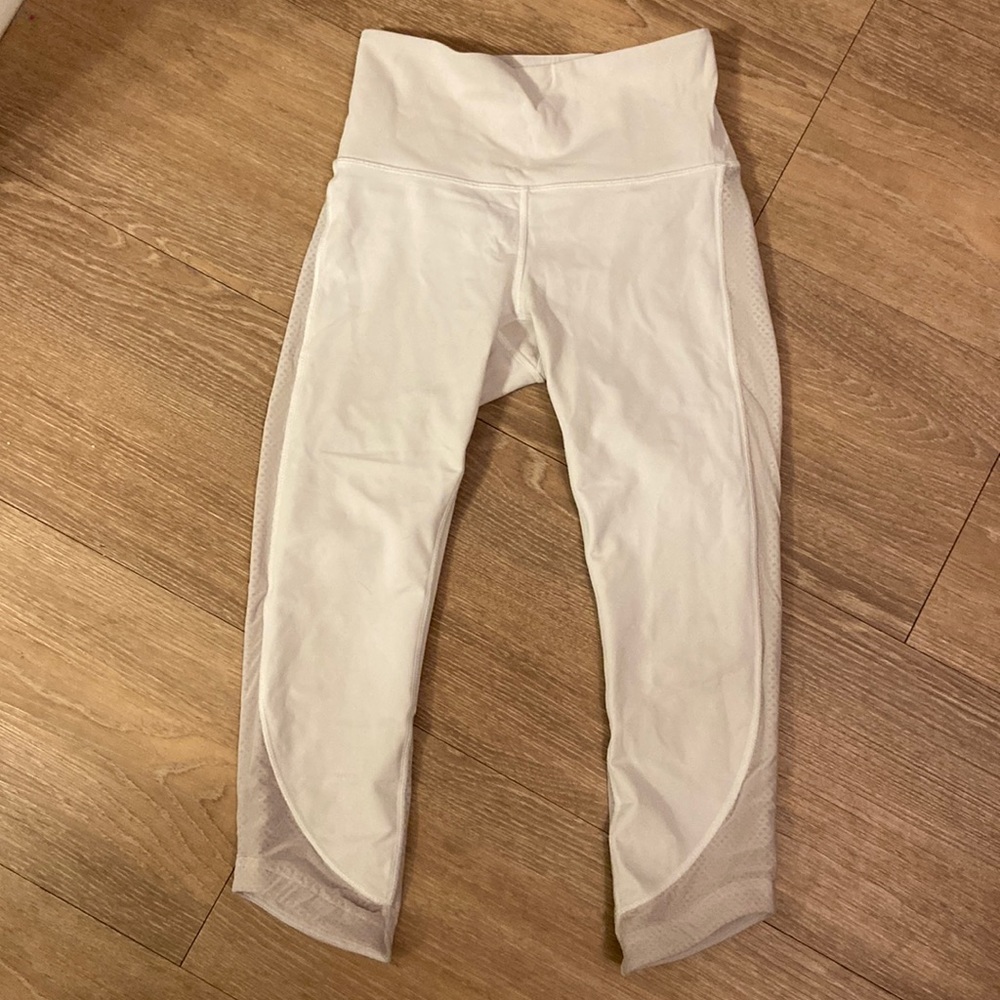 Lululemon white cropped pants with mesh